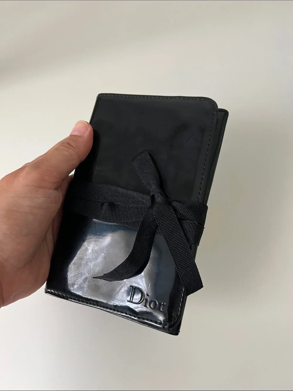 Dior Black Patent MAKEUP BAG Ribbon-Wrapped Wallet